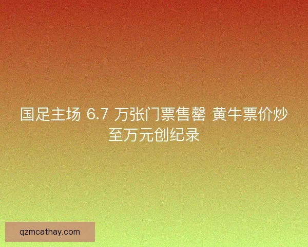 国足主场 6.7 万张门票售罄 黄牛票价炒至万元创纪录