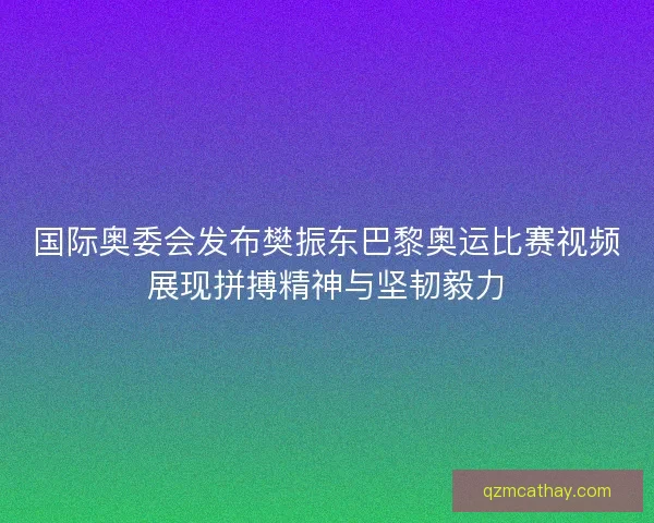 国际奥委会发布樊振东巴黎奥运比赛视频展现拼搏精神与坚韧毅力