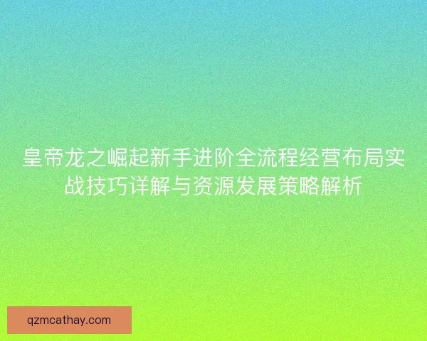 皇帝龙之崛起新手进阶全流程经营布局实战技巧详解与资源发展策略解析