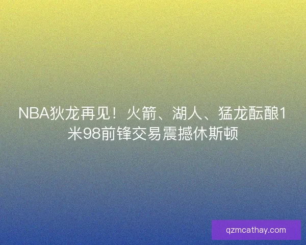 NBA狄龙再见！火箭、湖人、猛龙酝酿1米98前锋交易震撼休斯顿