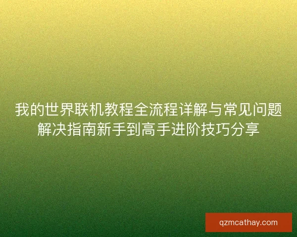 我的世界联机教程全流程详解与常见问题解决指南新手到高手进阶技巧分享