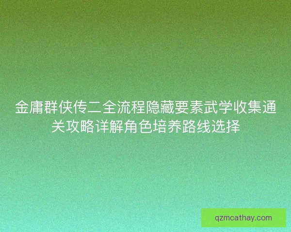 金庸群侠传二全流程隐藏要素武学收集通关攻略详解角色培养路线选择