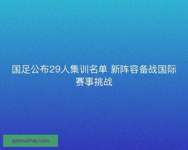 国足公布29人集训名单 新阵容备战国际赛事挑战